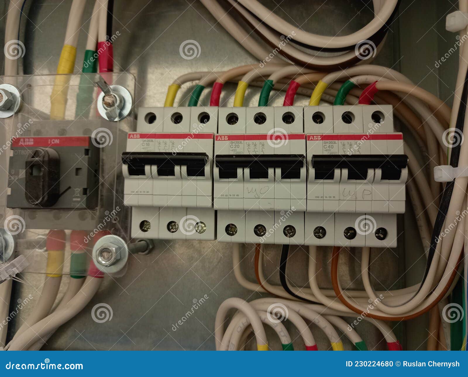Circuit Breaker In Switch Box. Control Voltage Switchboard
