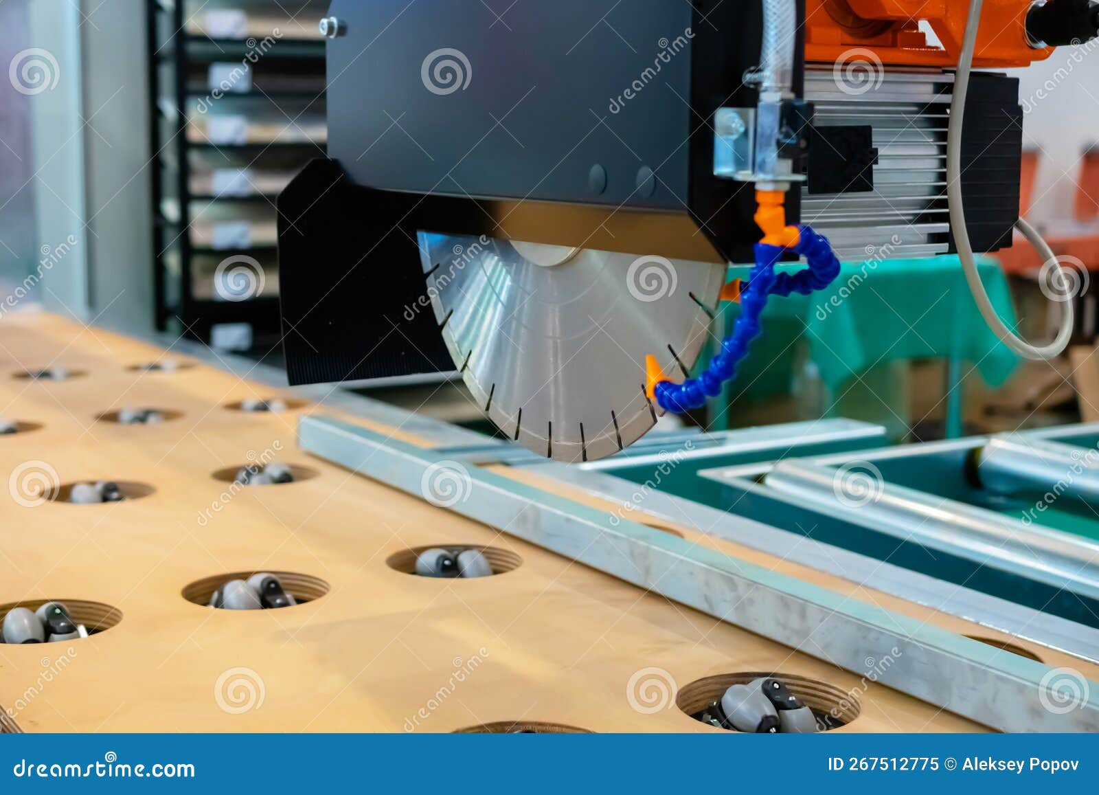 Automatic Cnc Bridge Saw Router Cutting Profiling System Stock Image
