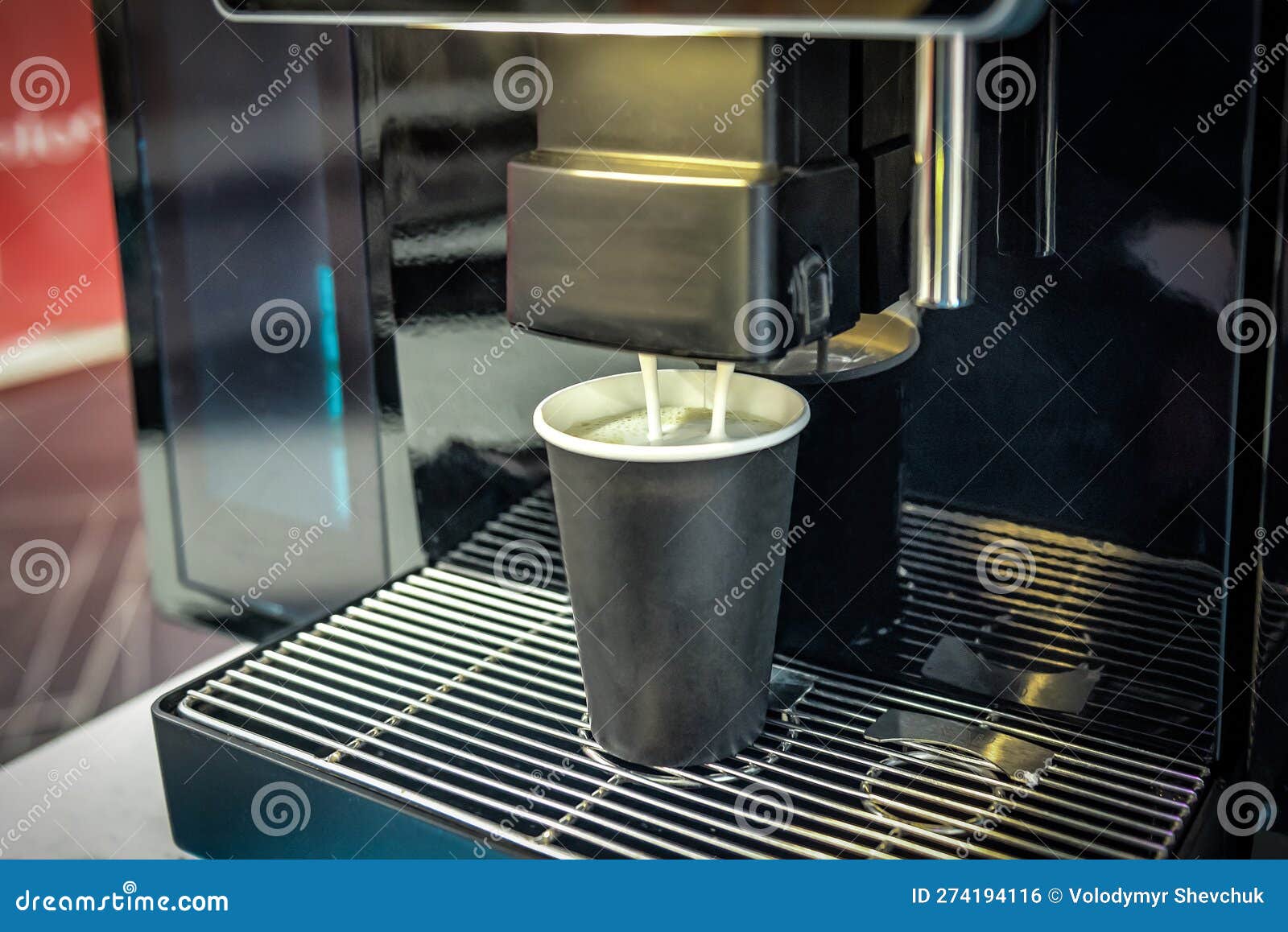 An Automatic Coffee Machine Makes Delicious Scented Coffee Stock Photo