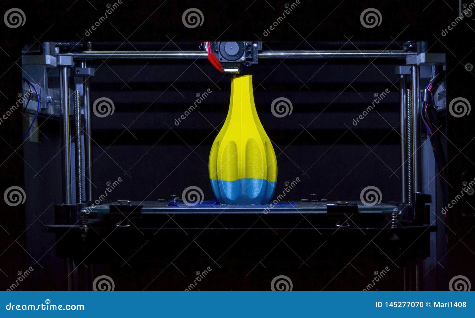 Automatic 3D Printer Performs Plastic Modeling in Laboratory. Stock
