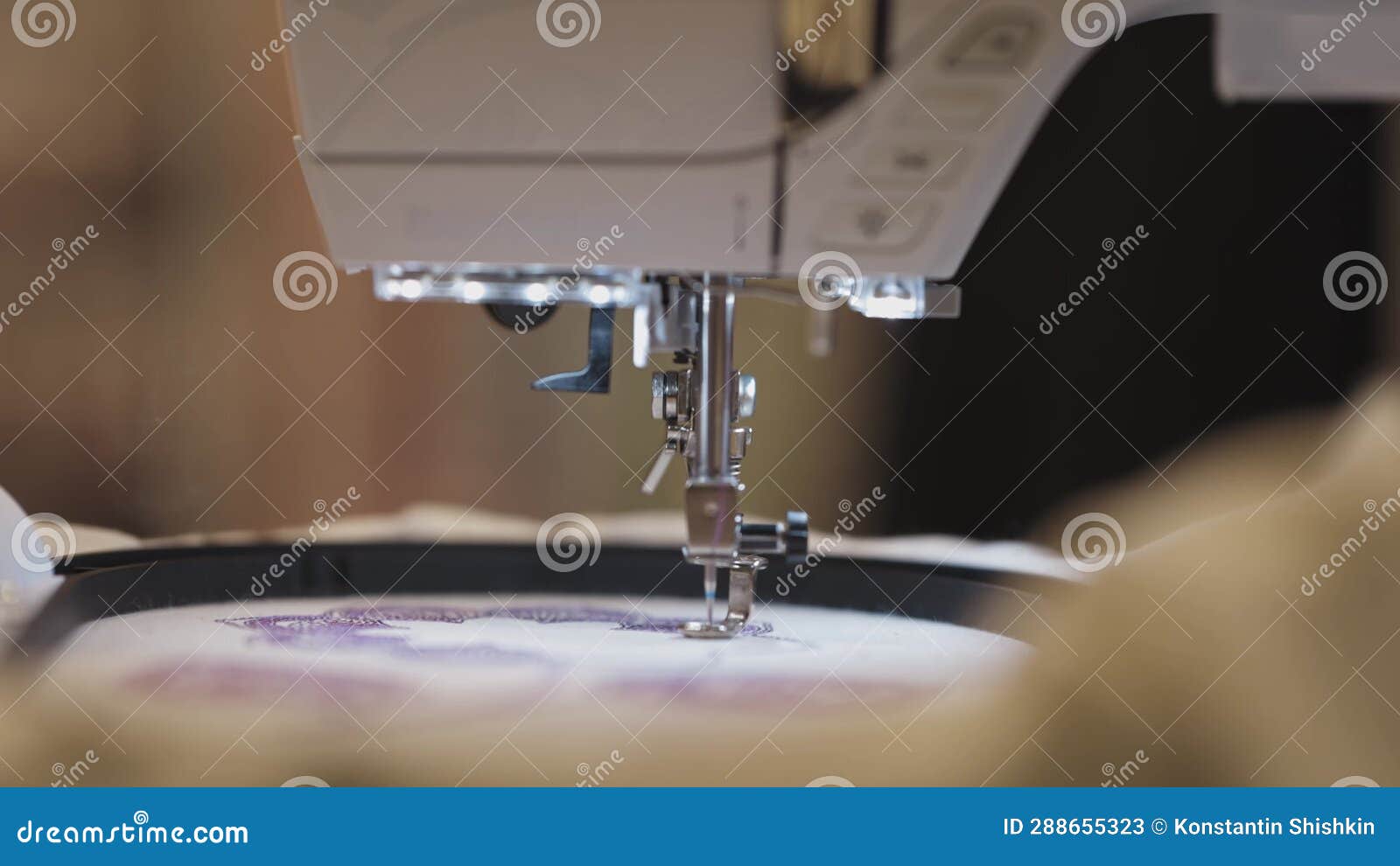 Automatic Embroidery on Fabric Using a Machine Stock Video Video of