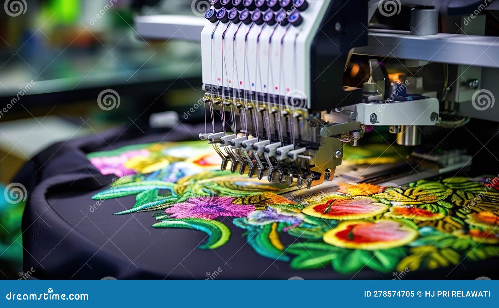 Automatic Embroidery Machine. Generative Ai Stock Illustration