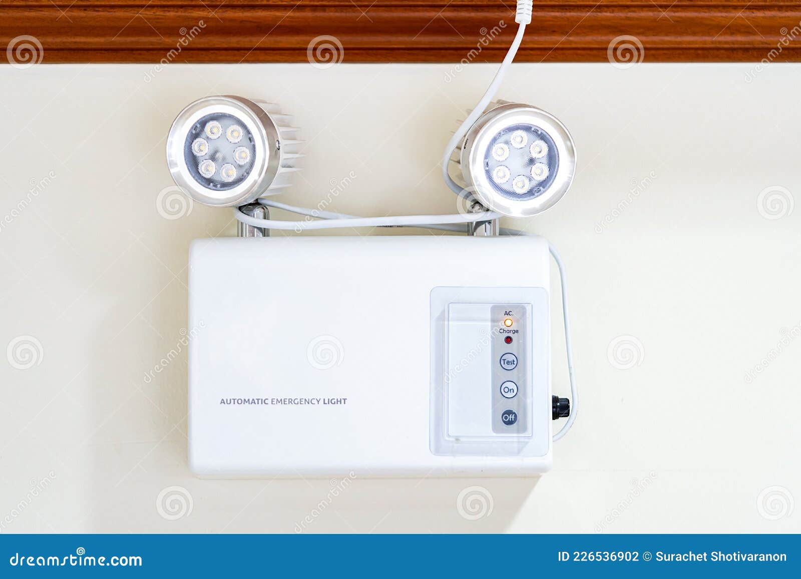 Automatic EMERGENCY LIGHT in Hospital is Charging and Power Pluging on the Wall that Ready To