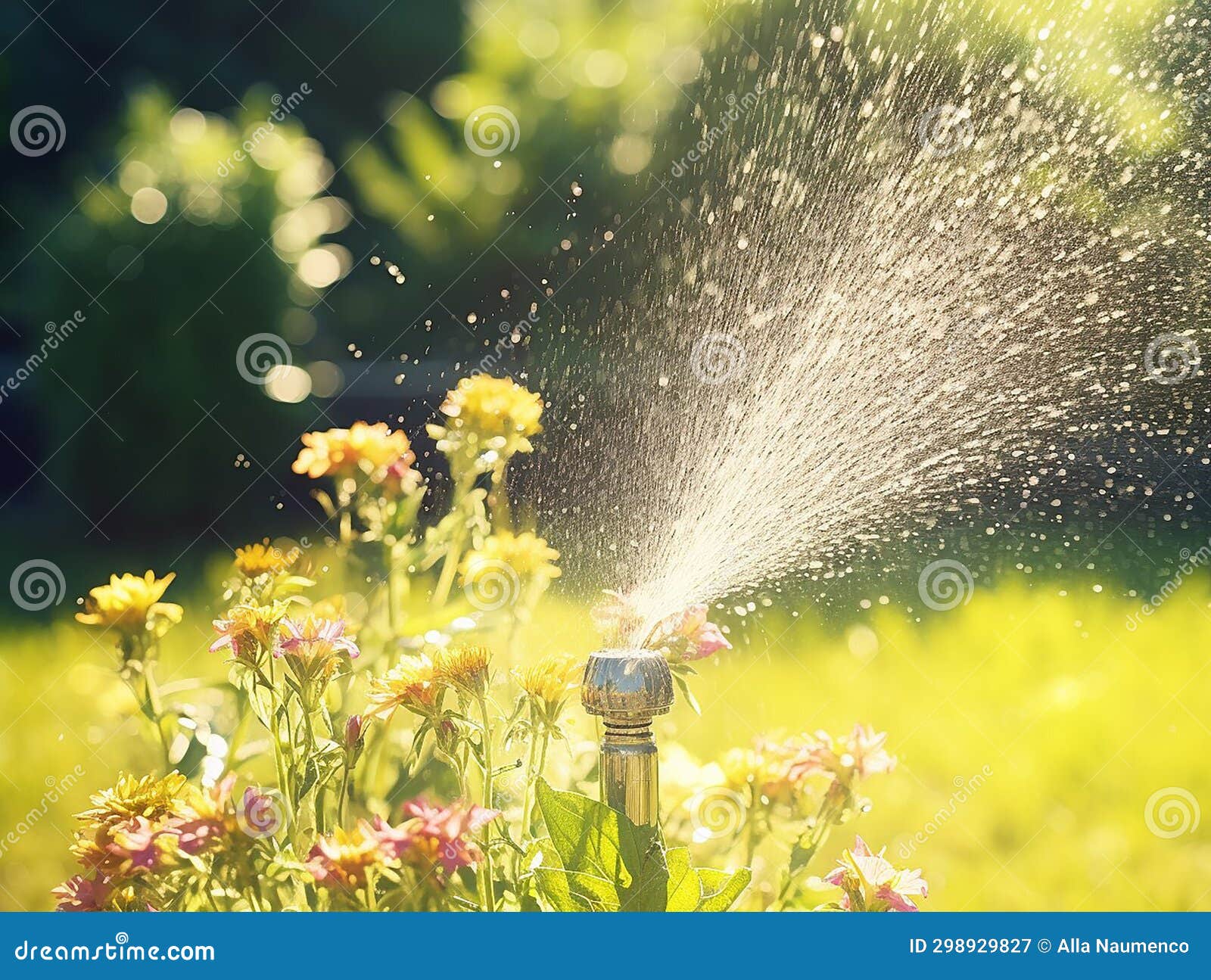 Automatic Garden Lawn Sprinkler in Action Stock Illustration