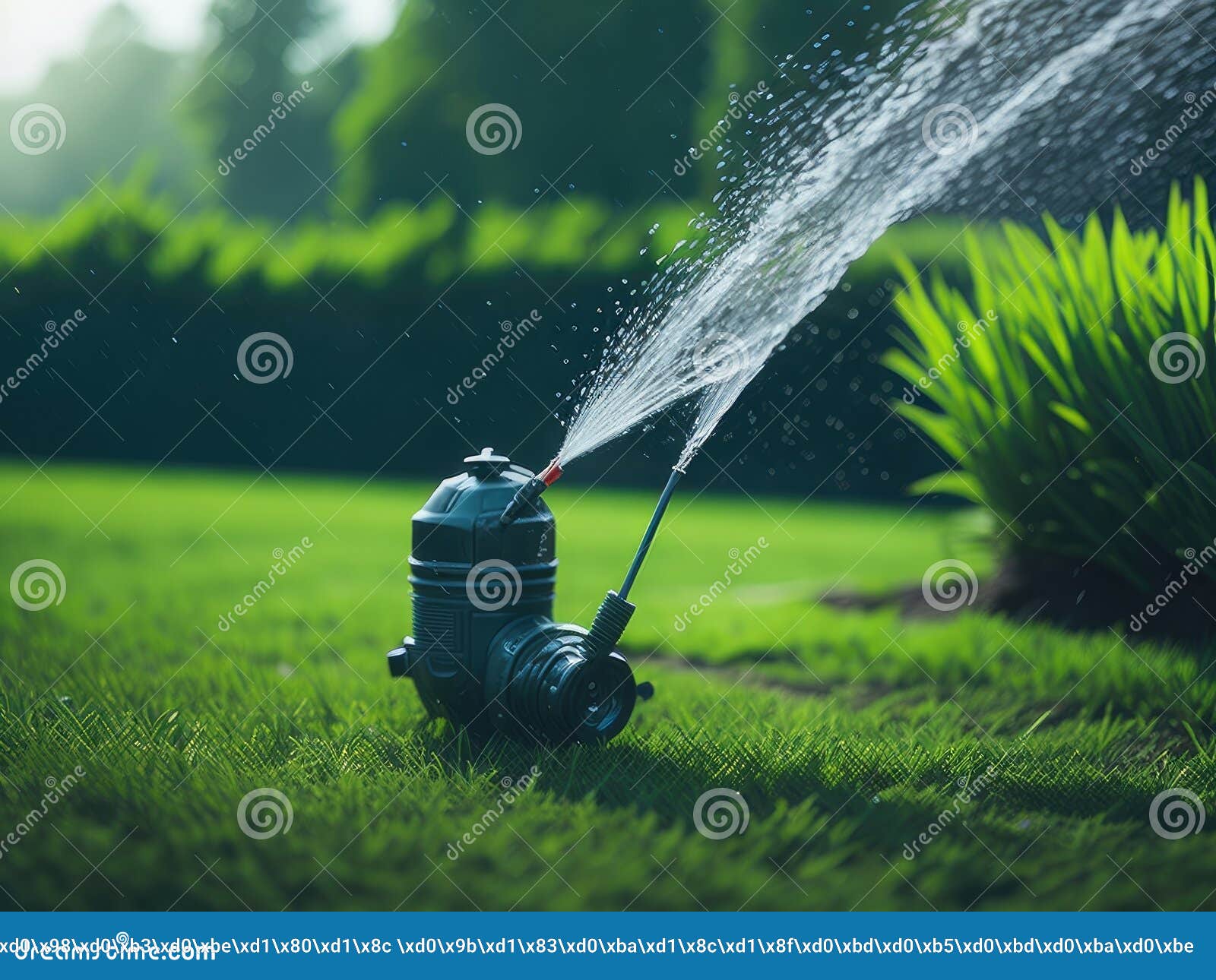 Automatic Garden Sprinkler System Watering. Ai Generative Stock