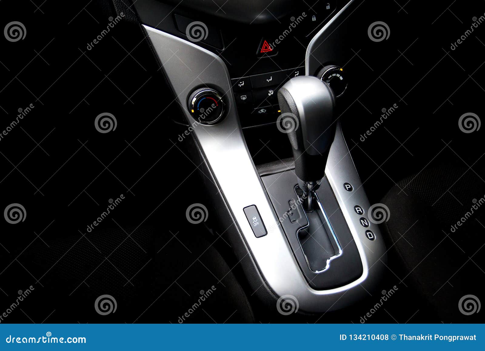 Automatic Gear Stick Inside Modern Sport Car. Luxury and Expensive