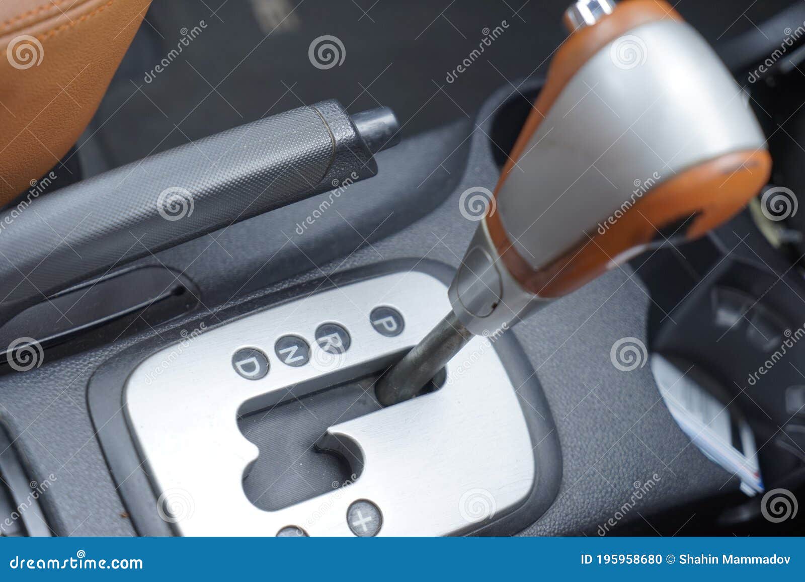 Automatic Gear Stick with Manual Selection Option.Detail on a Automatic