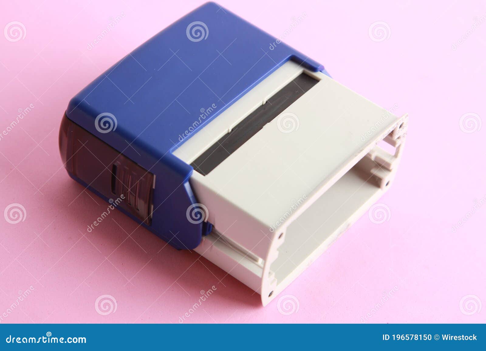 Automatic Ink Stamp Manufactured in Blue Plastic Stock Photo Image of