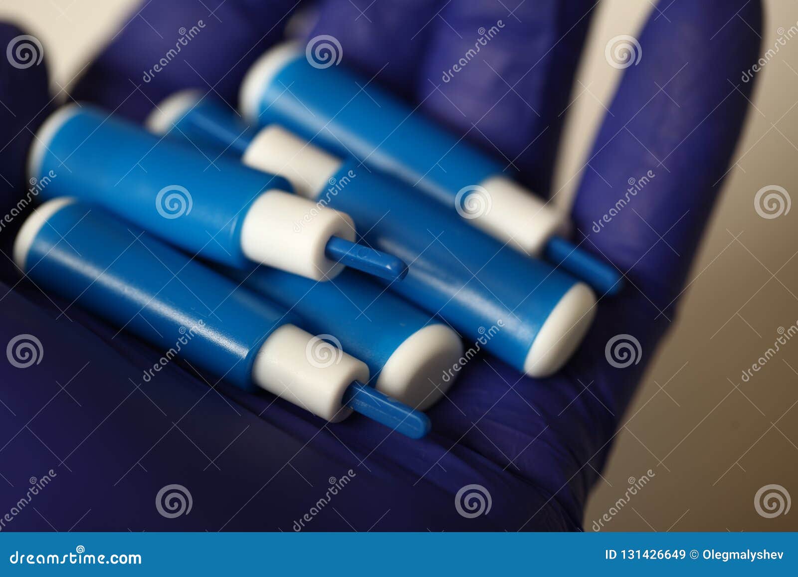 Automatic Lancet for Blood Sampling Analysis Equipment. Stock Image