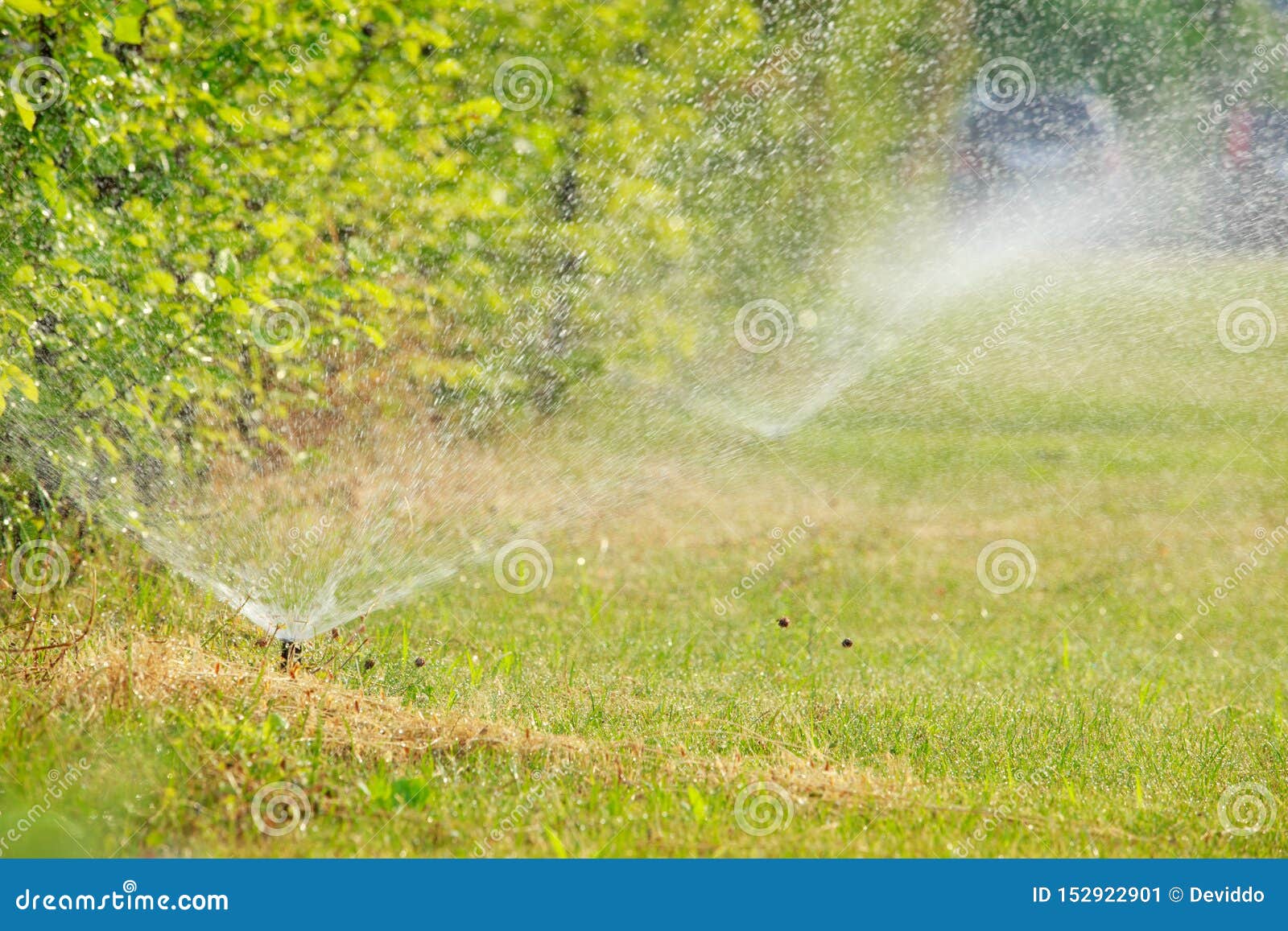 Automatic lawn watering stock image. Image of bright 152922901