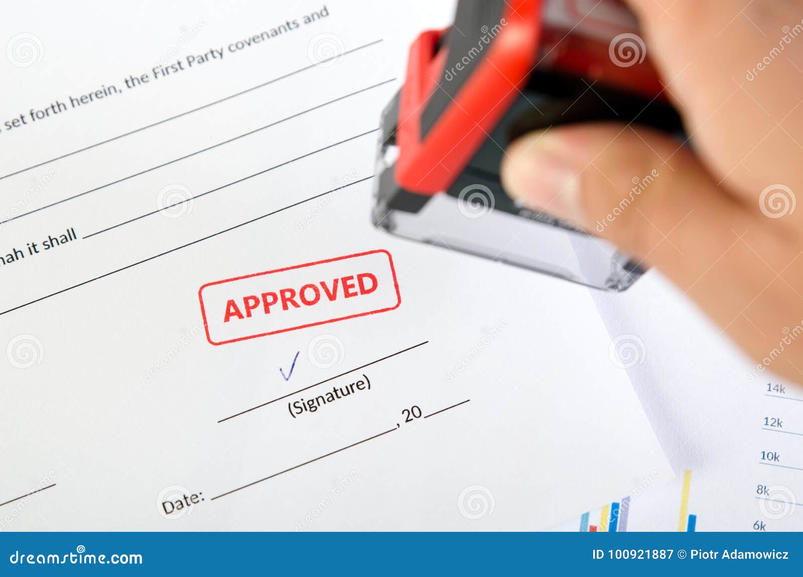 Automatic Stamp On The Contract Document Stock Image  Image of graph