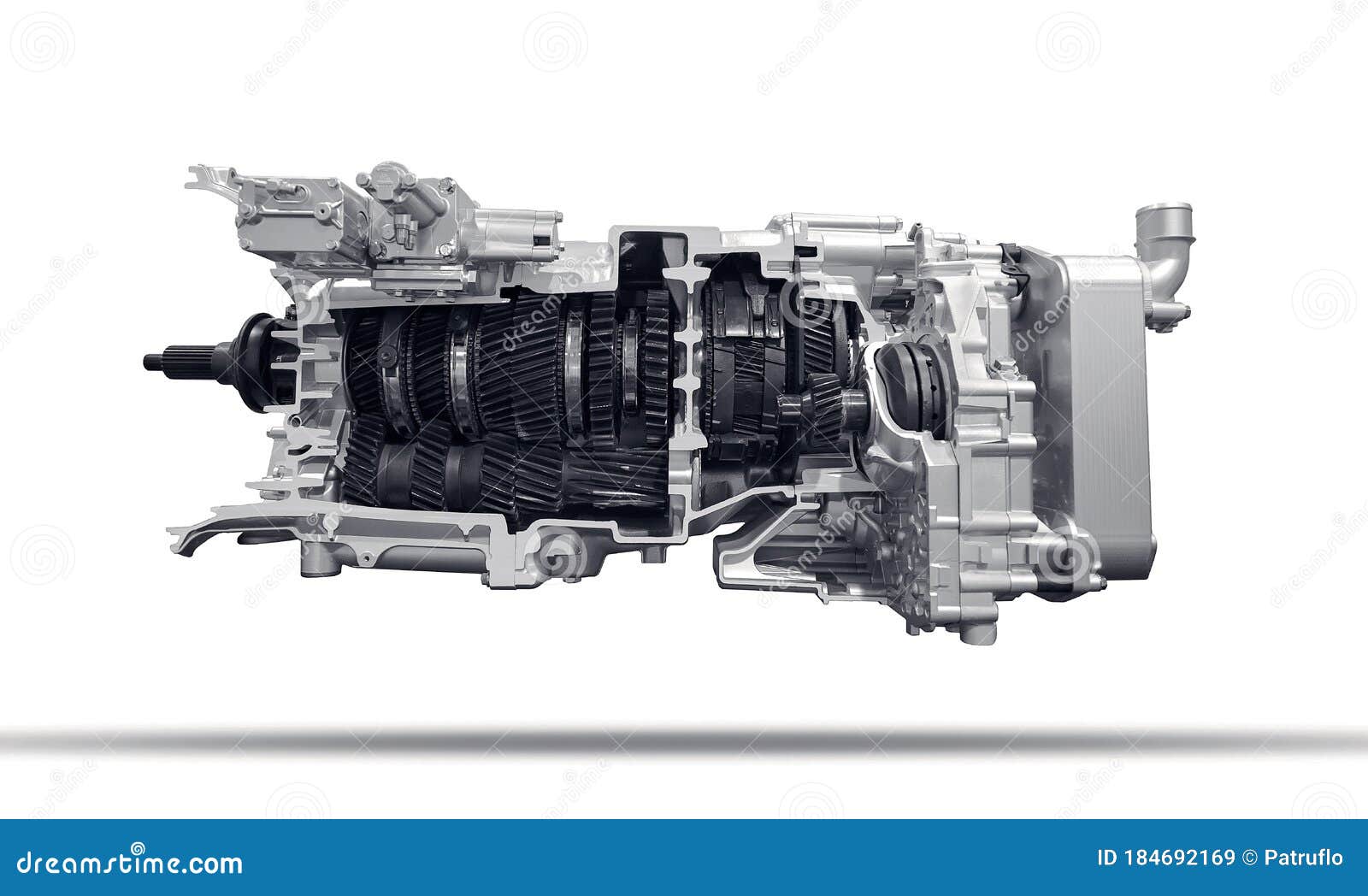 Modern Heavy Duty Automatic Transmission of a Truck Isolated Over White