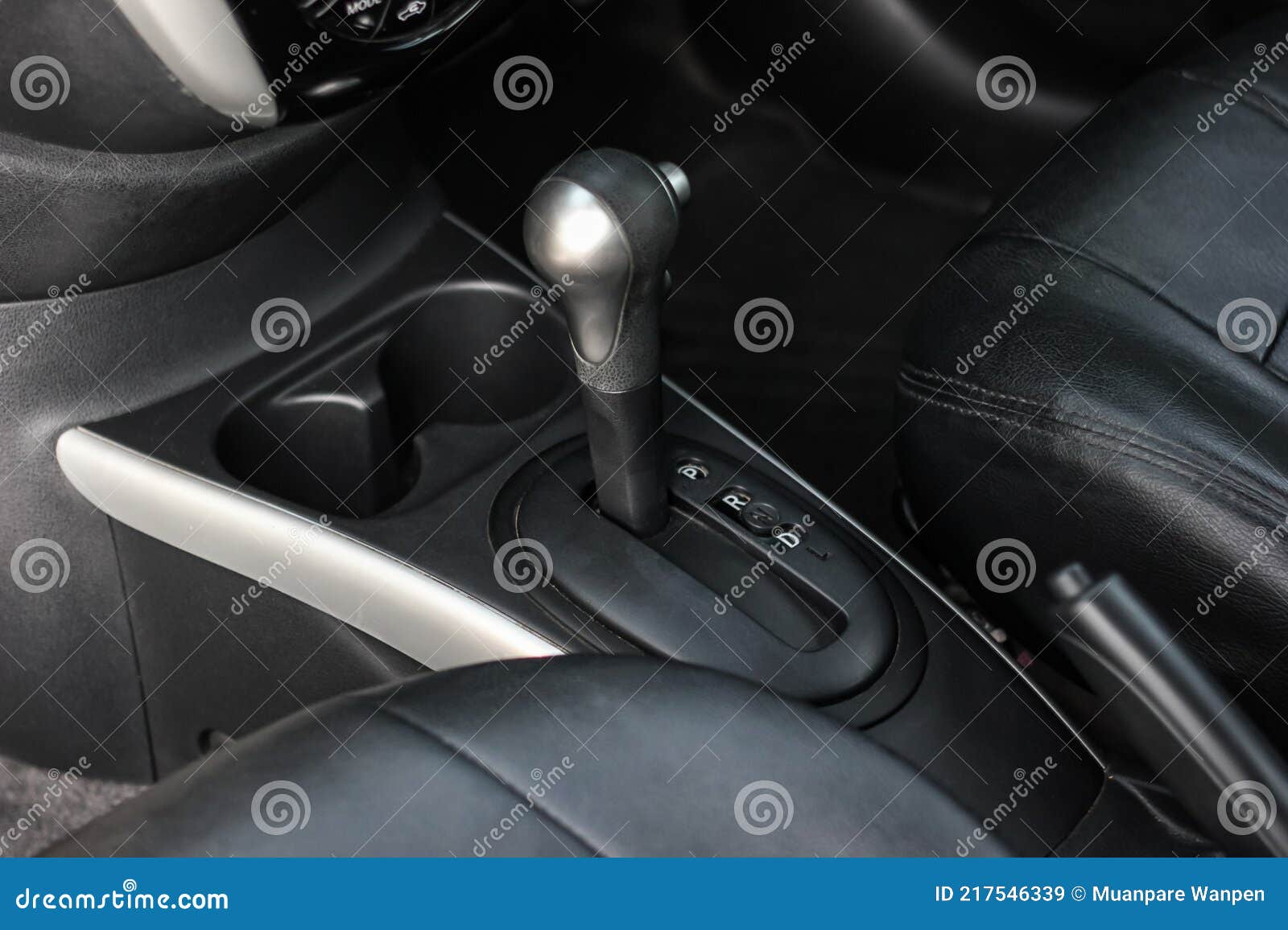Automatic Transmission Shift Selector in the Car Interior. Closeup a
