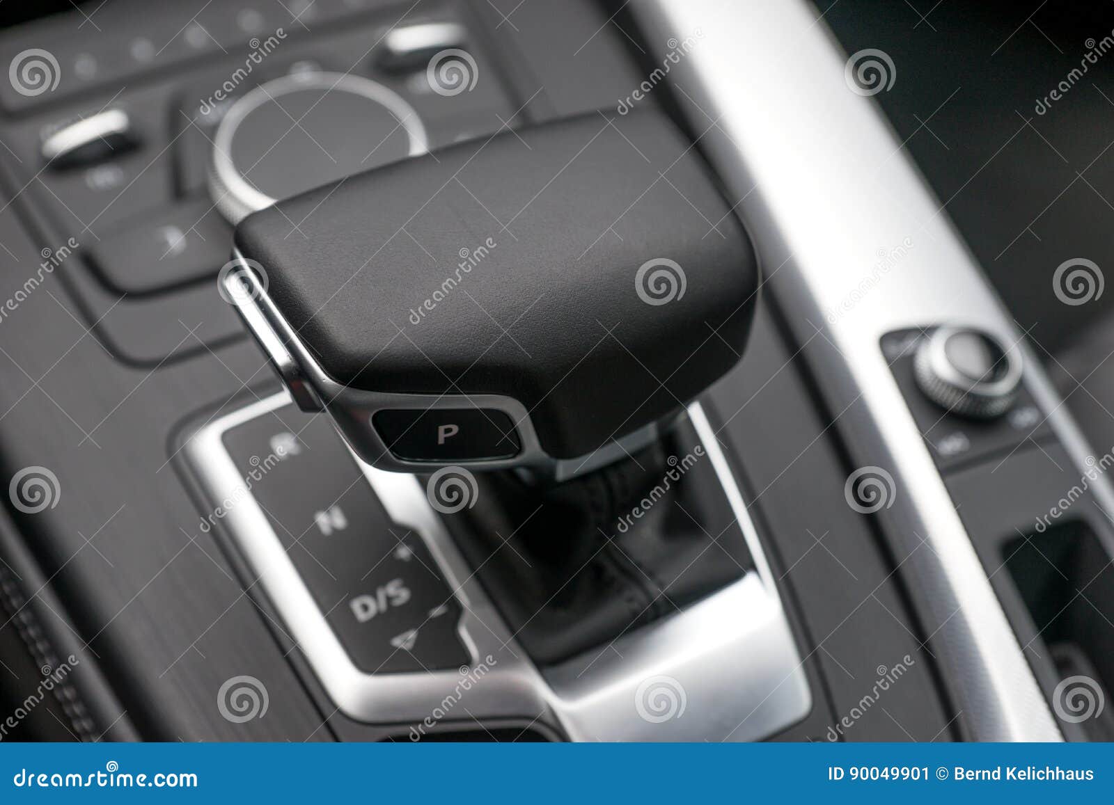 Automatic Transmission Stick and Elegant Car Interior with Silver