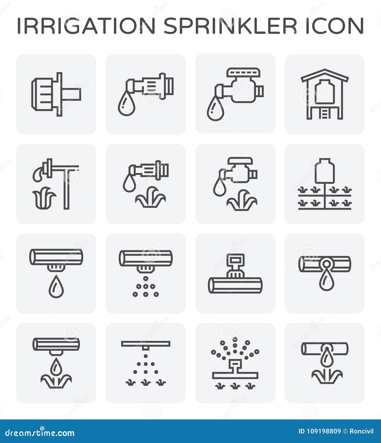 Water sprinkler icon stock vector. Illustration of land - 109198809