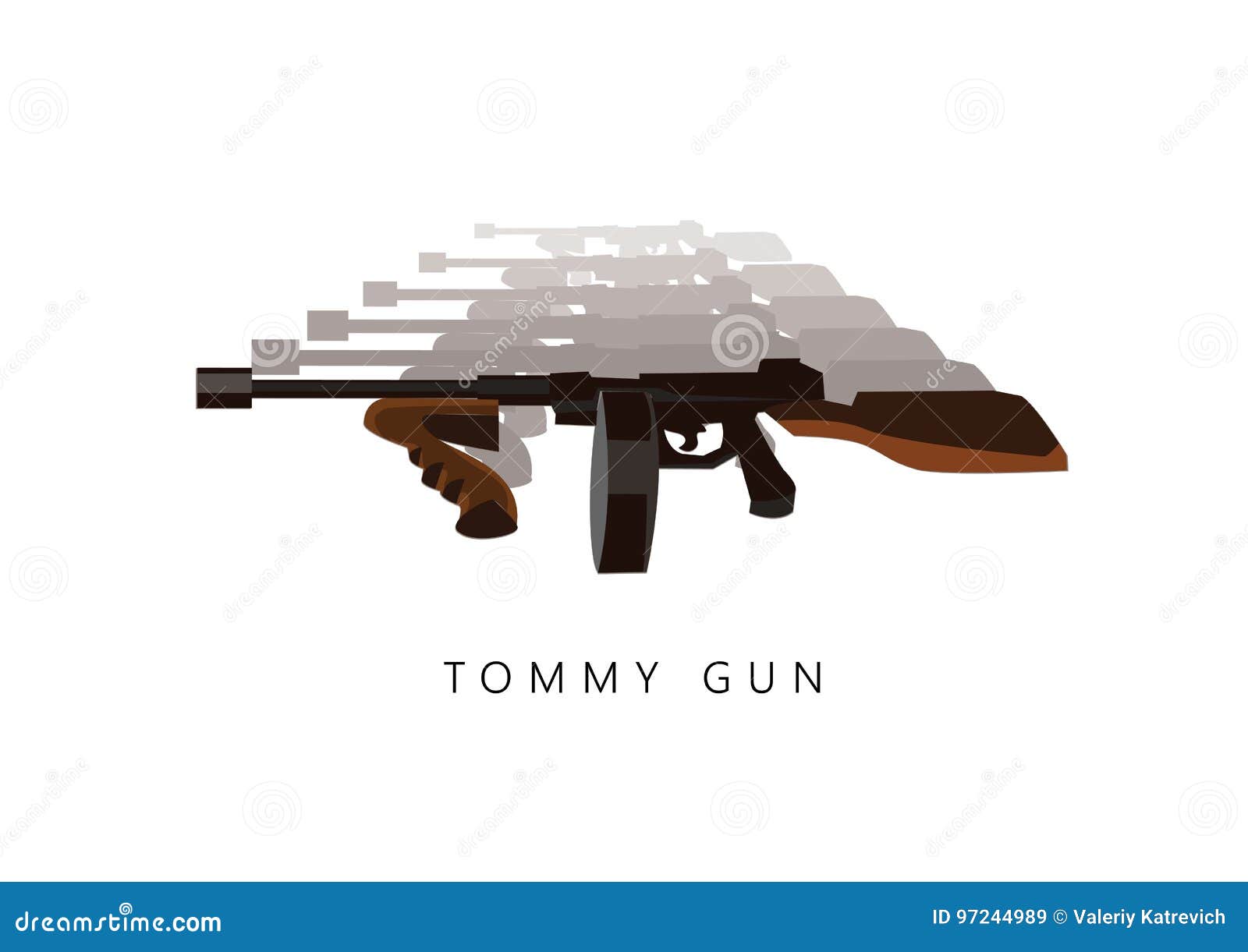 Automatic Weapon Tommy Gun. Thompson Submachine Gun Vector Isolated
