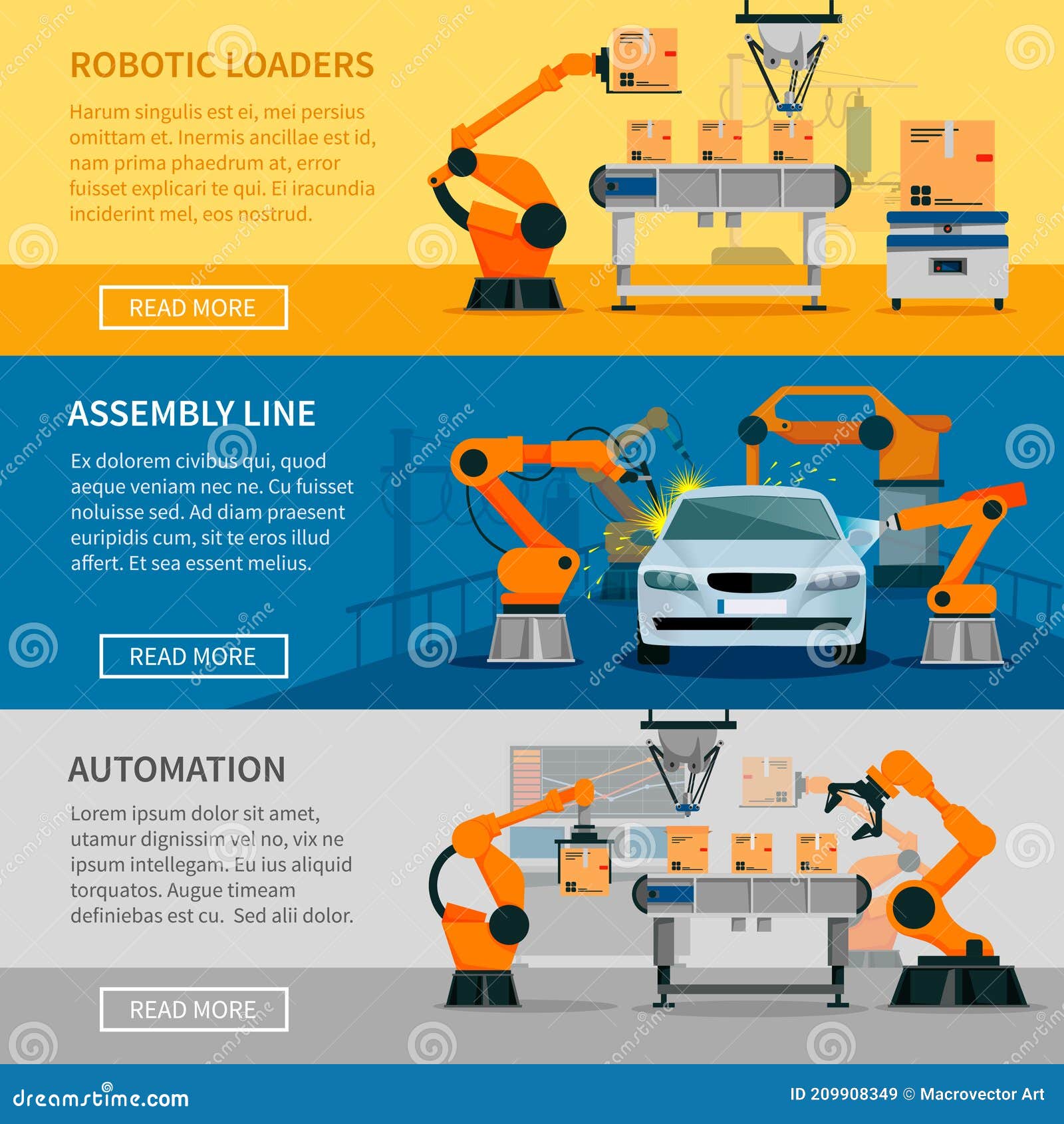 Automation Banners Set Stock Vector Illustration Of Design 209908349