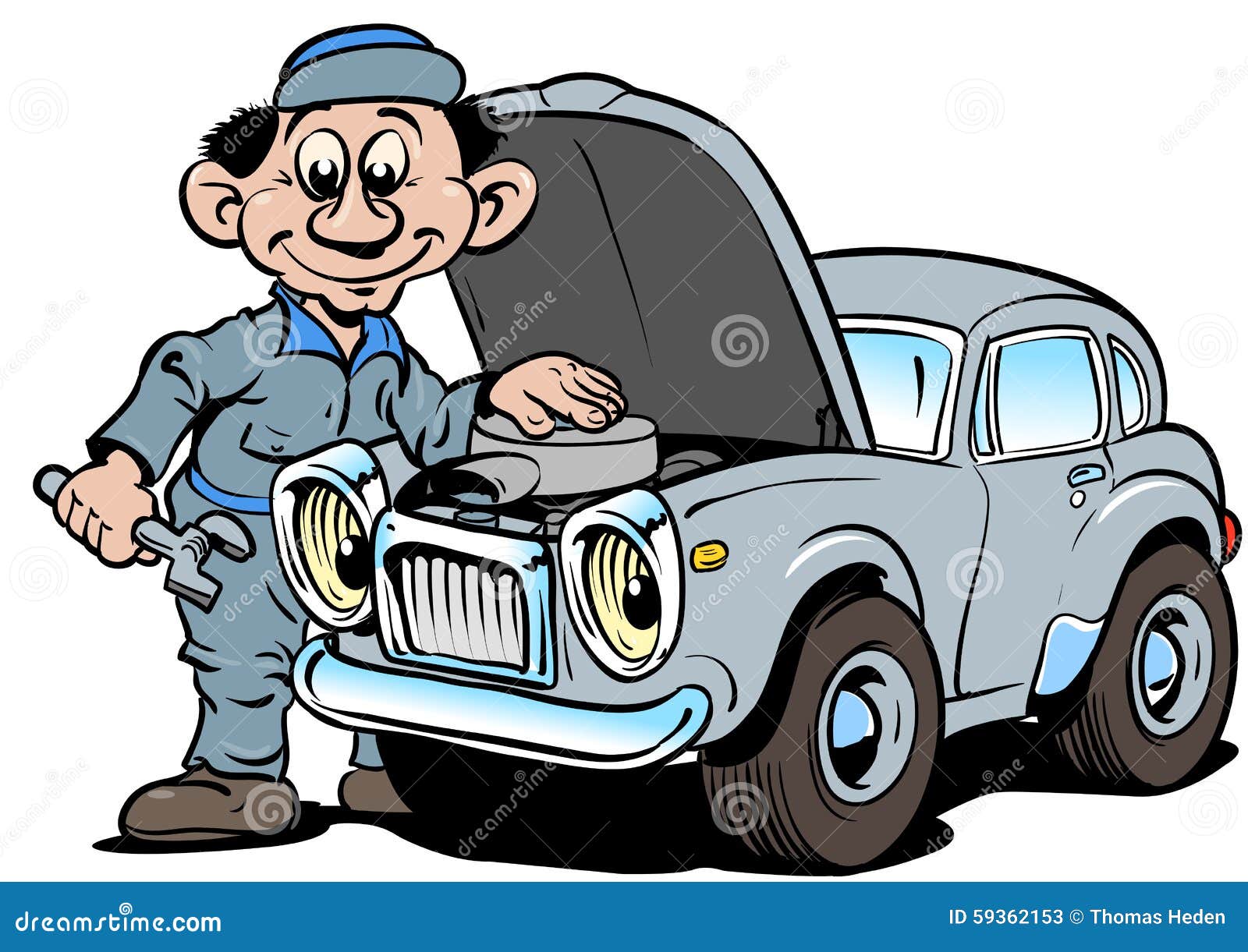 Automechaniker Der Altes Auto Repariert Vektor Abbildung Illustration Von Cklich Reparieren 59362153