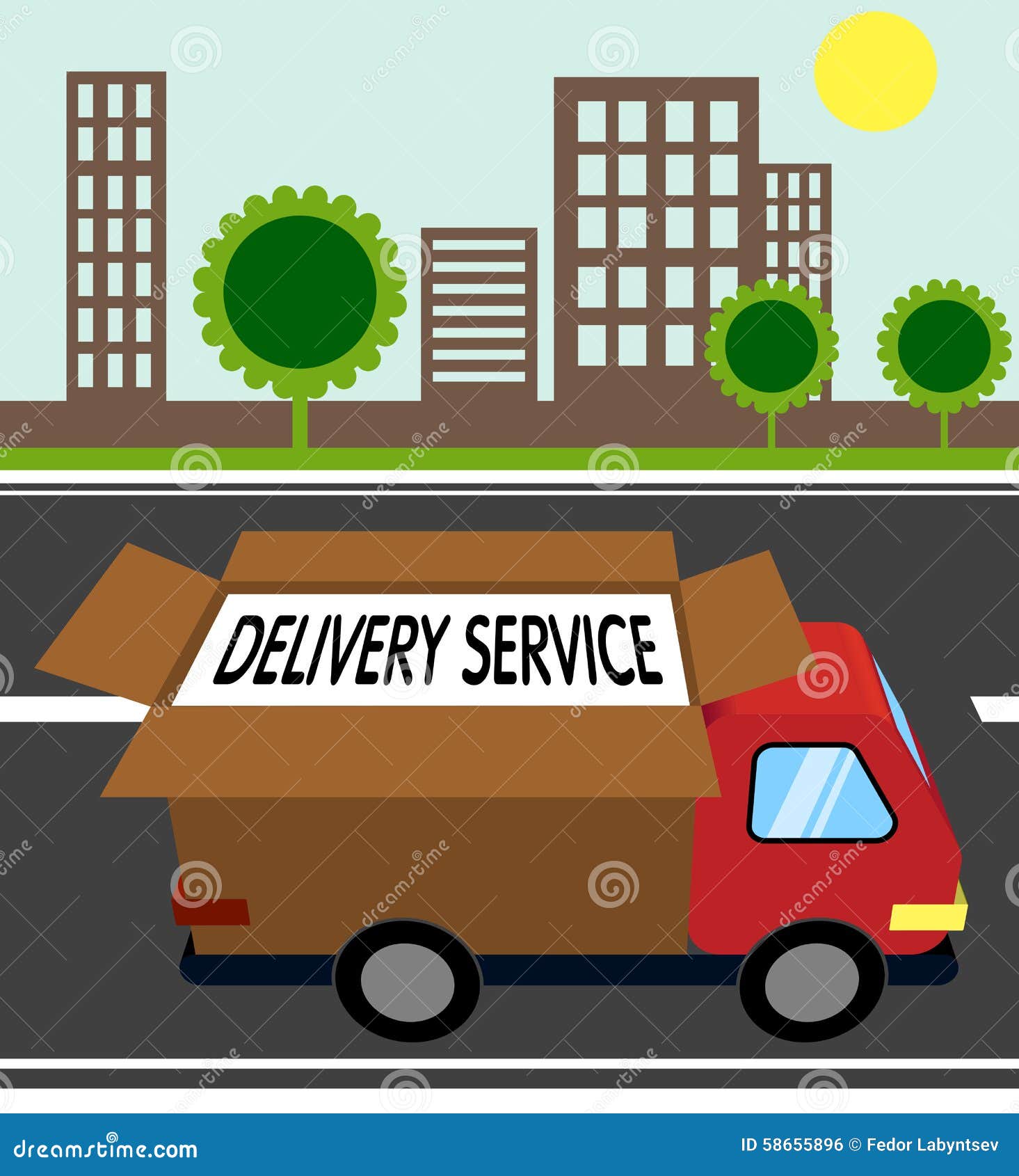 Automobile Delivery Service. City Landscape Stock Vector Illustration