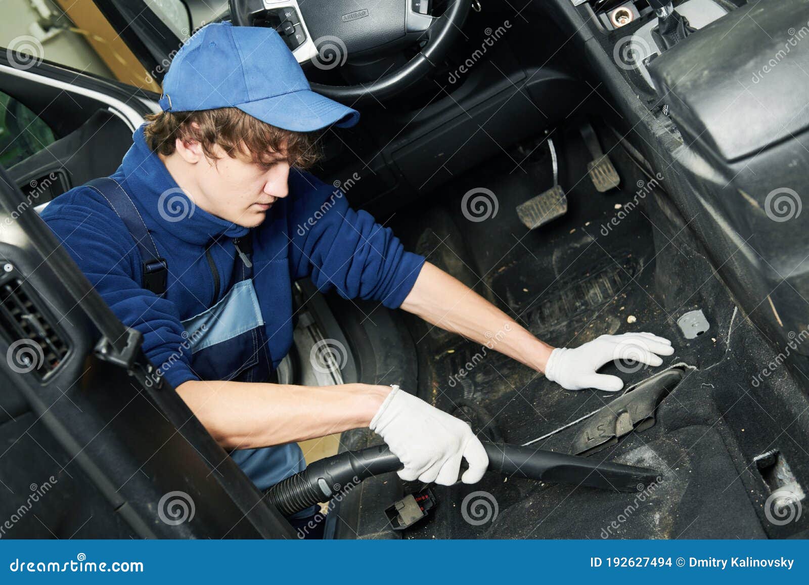 Automobile Detailing Service. Car Interior Cleaning Stock Photo