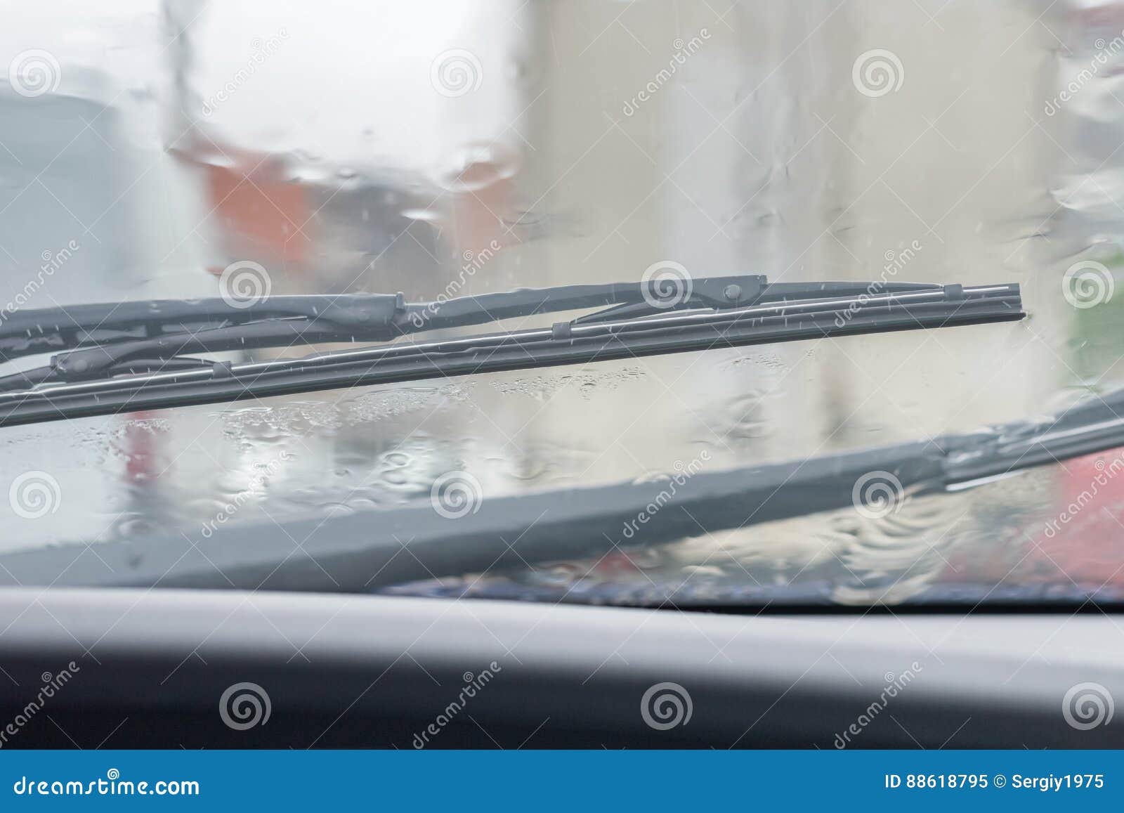 Automobile Windshield Wipers in the Rain Stock Image Image of season