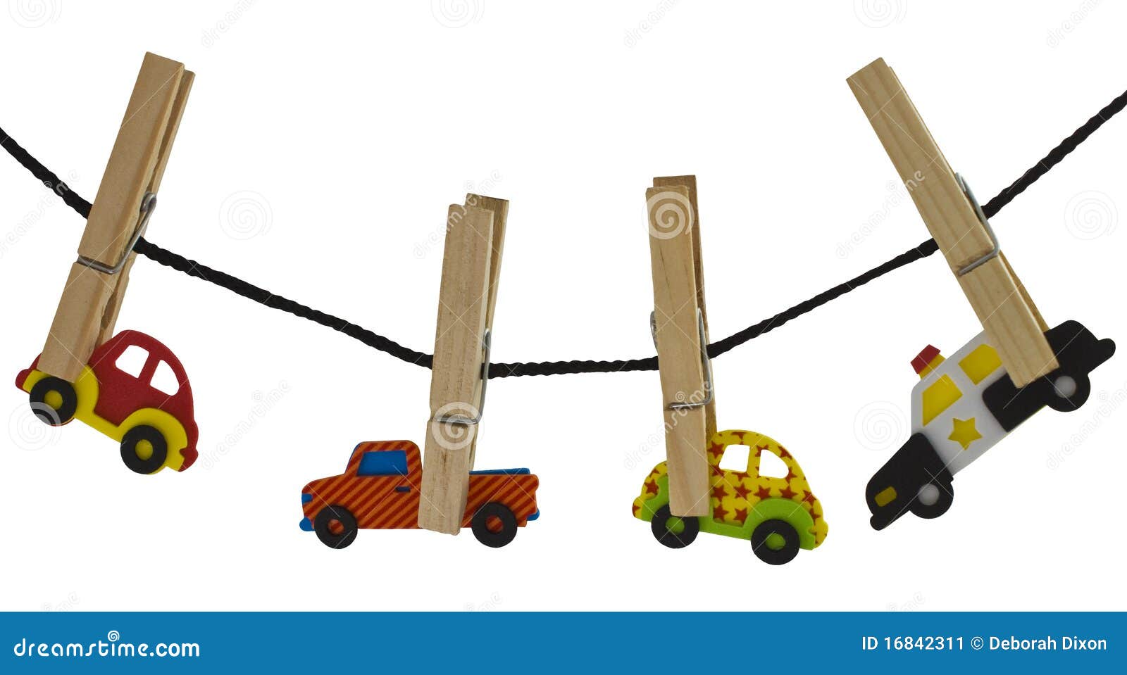 automobiles on a clothes line