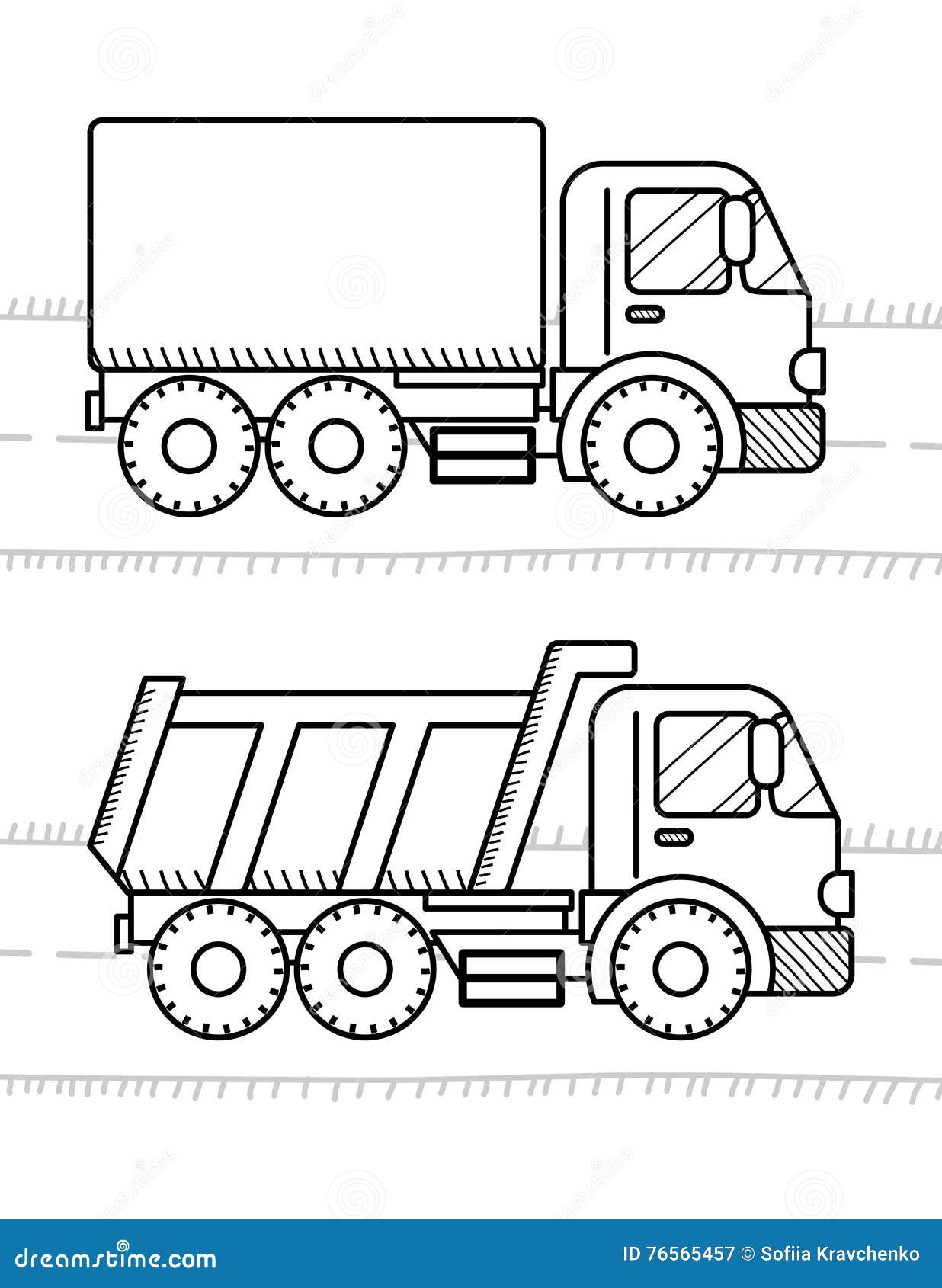Automobili E Libro Da Colorare Dei Veicoli Per I Bambini Autocarro Con Cassone Ribaltabile Camion Illustrazione Vettoriale Illustrazione Di Caricamento Automobile