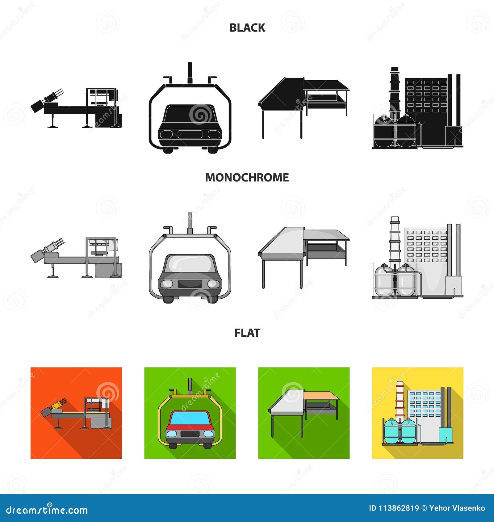 Automotive Industry and Other Web Icon in Black, Flat, Monochrome Style ...