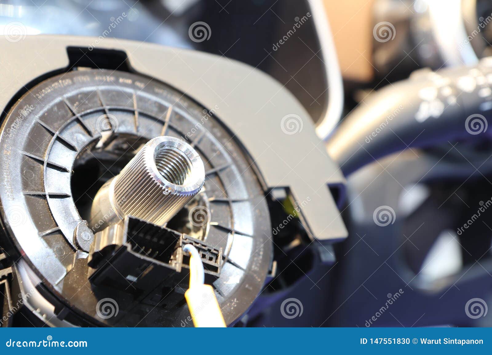 Automotive Steering Wheel Assembly Process Stock Photo