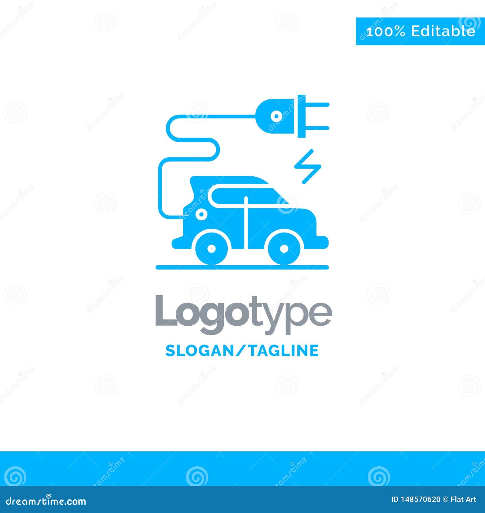 Automotive Technology, Electric Car, Electric Vehicle Blue Solid Logo