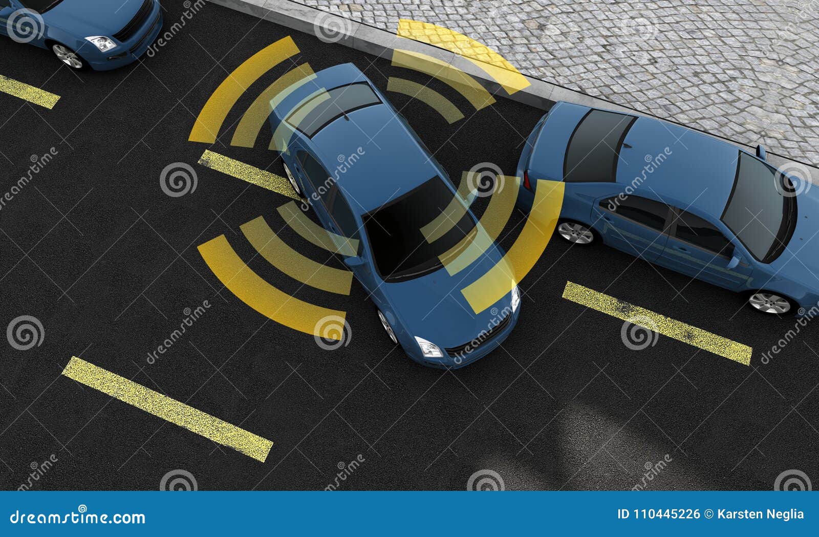 autonomous cars on a road with visible connection