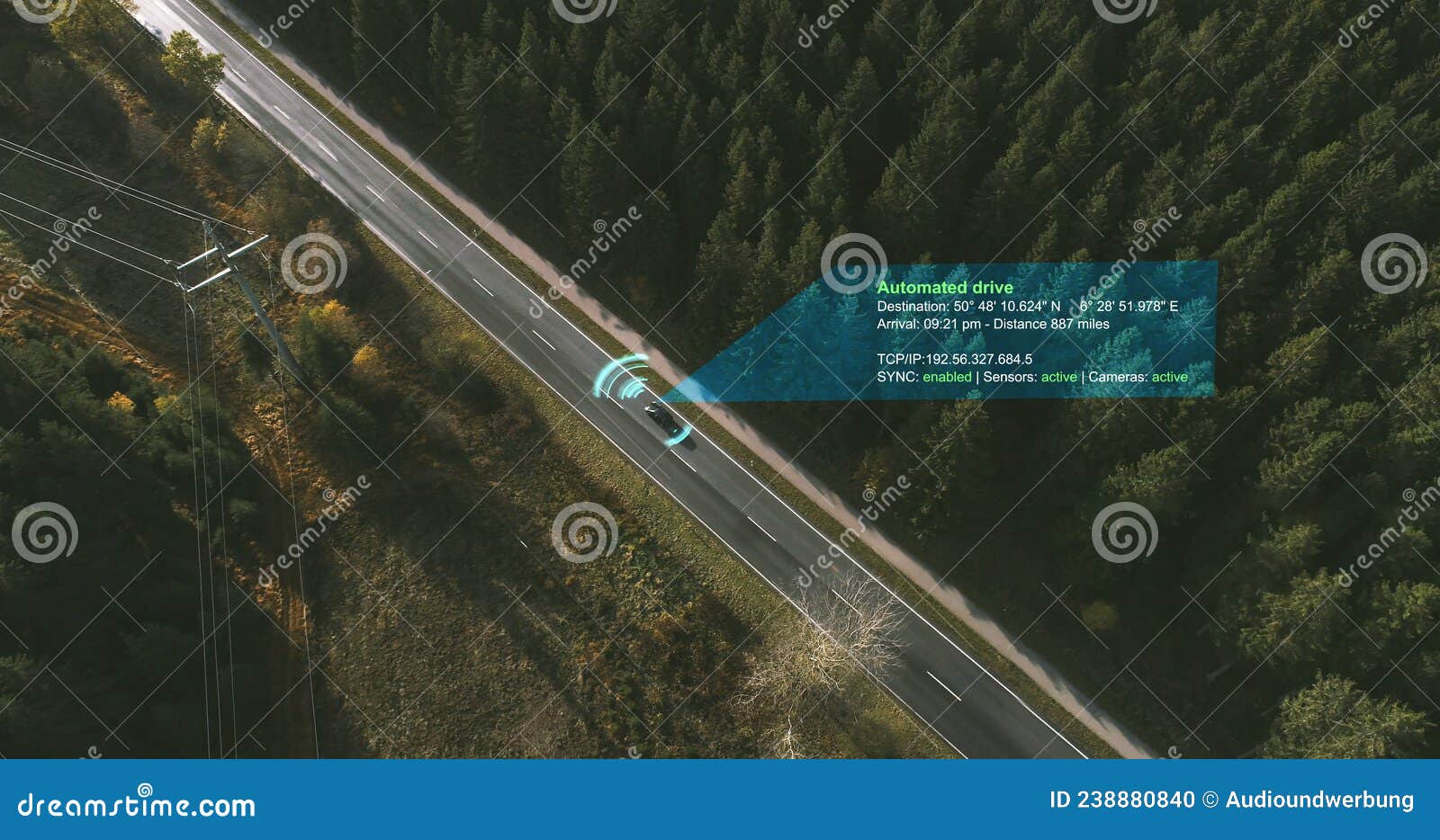 Autonomous Electric Car Driving on a Forest Highway with Technology