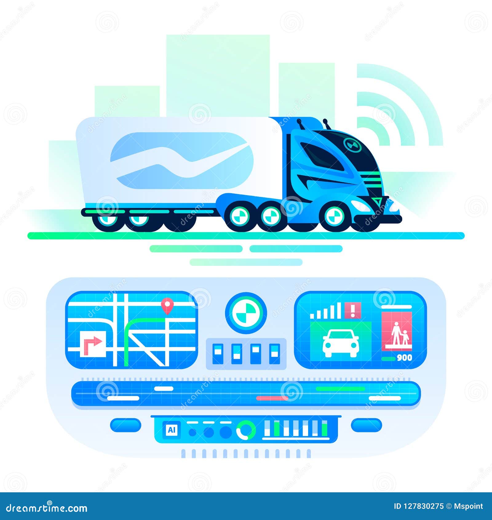 Autonomous Self driving Truck  On The Road Remote  Control 