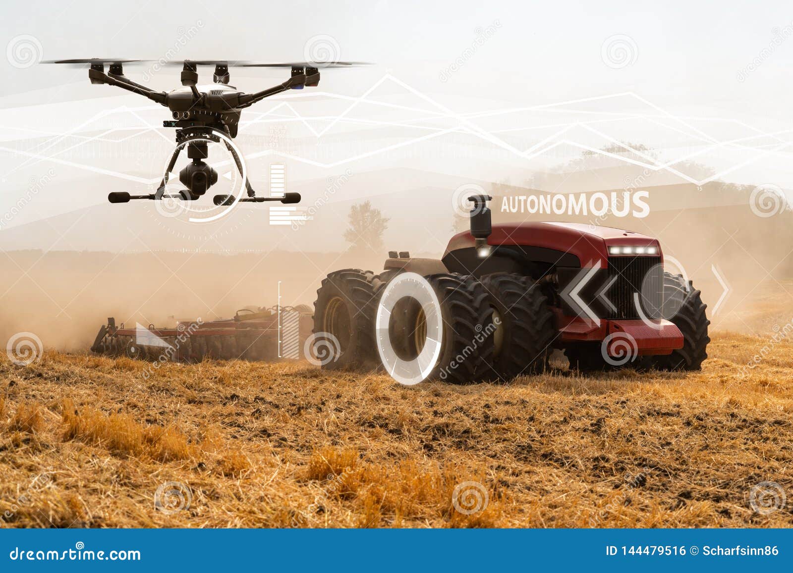 autonomous tractor and drone