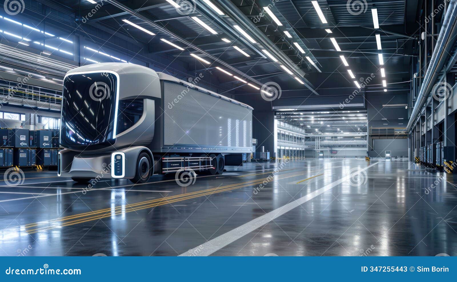 autonomous truck in futuristic air cargo