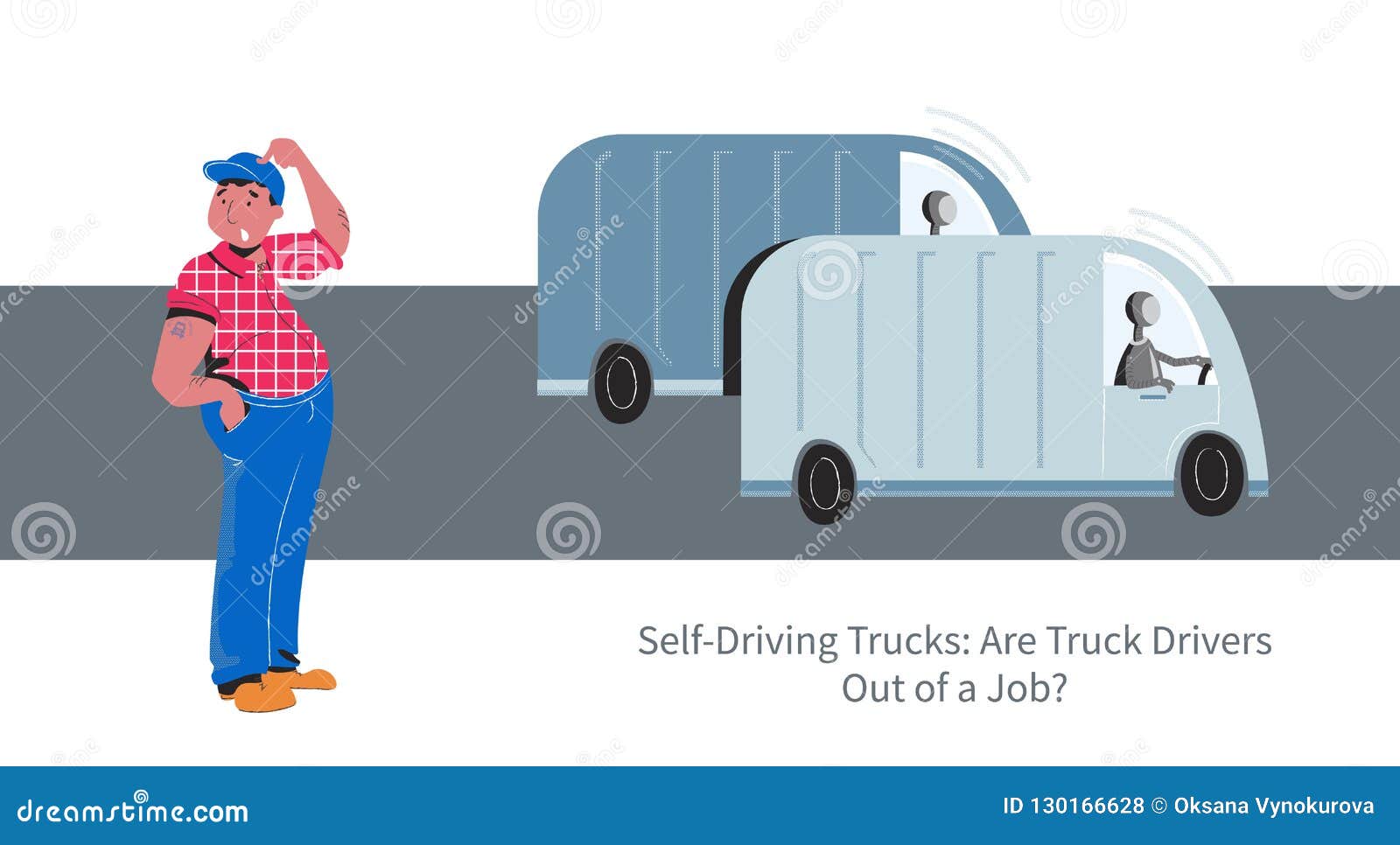 Autonomous Truck Vs Truck Vector Concept Stock Vector - Illustration of automotive,