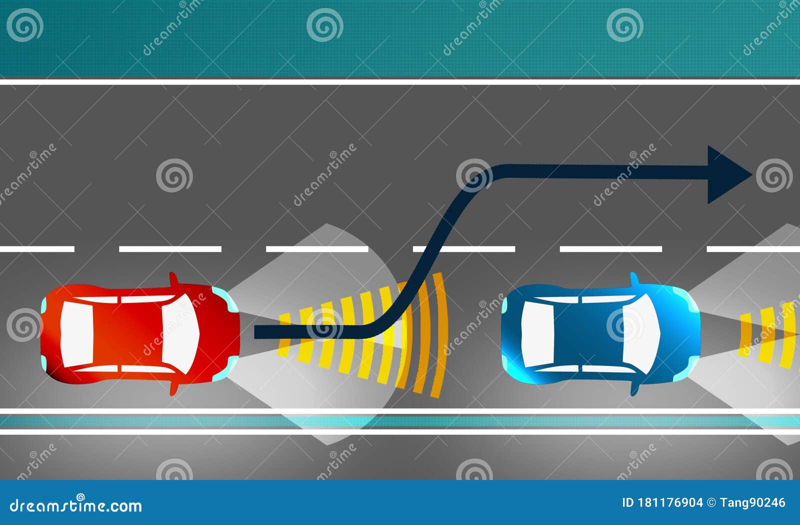 Autopilot Concept with Self Driving Car Overtaking the Front Car