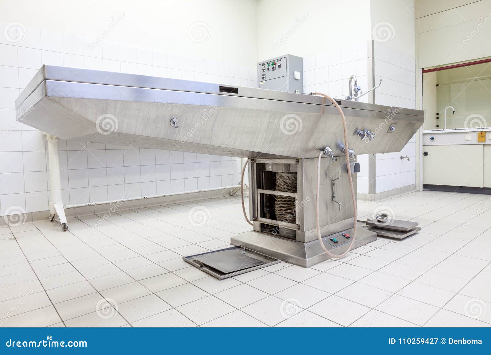 autopsy tables in morgue
