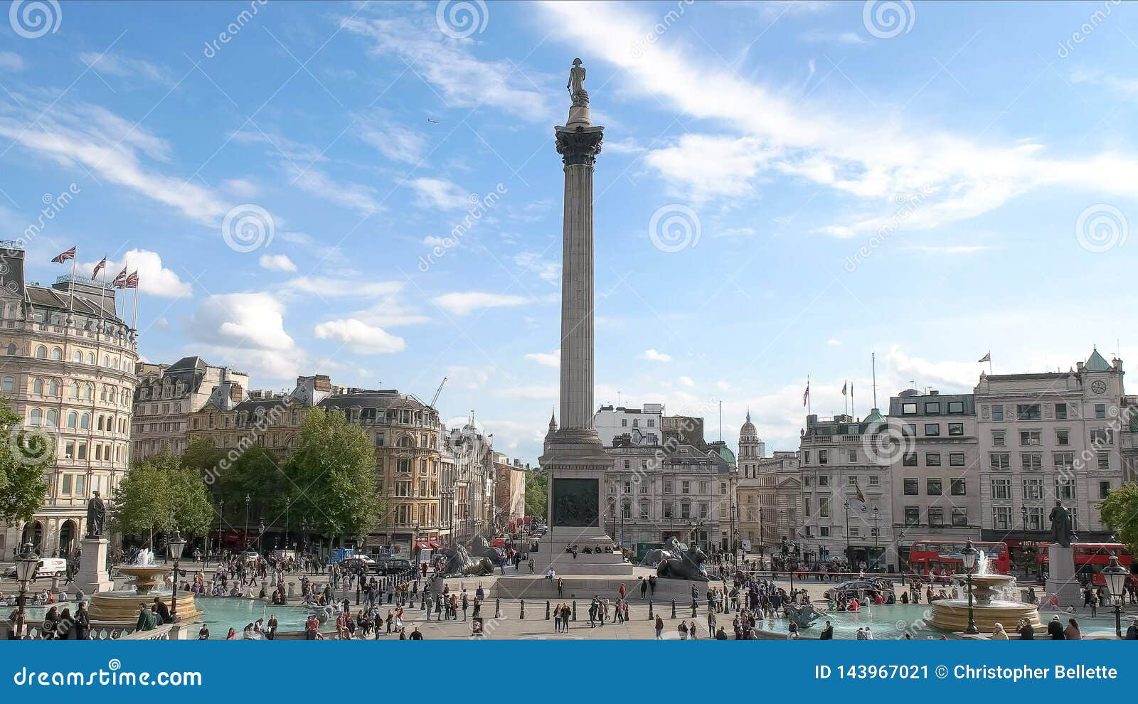 Afternoon View of Trafalgar Square in London in Autumn Editorial Photo