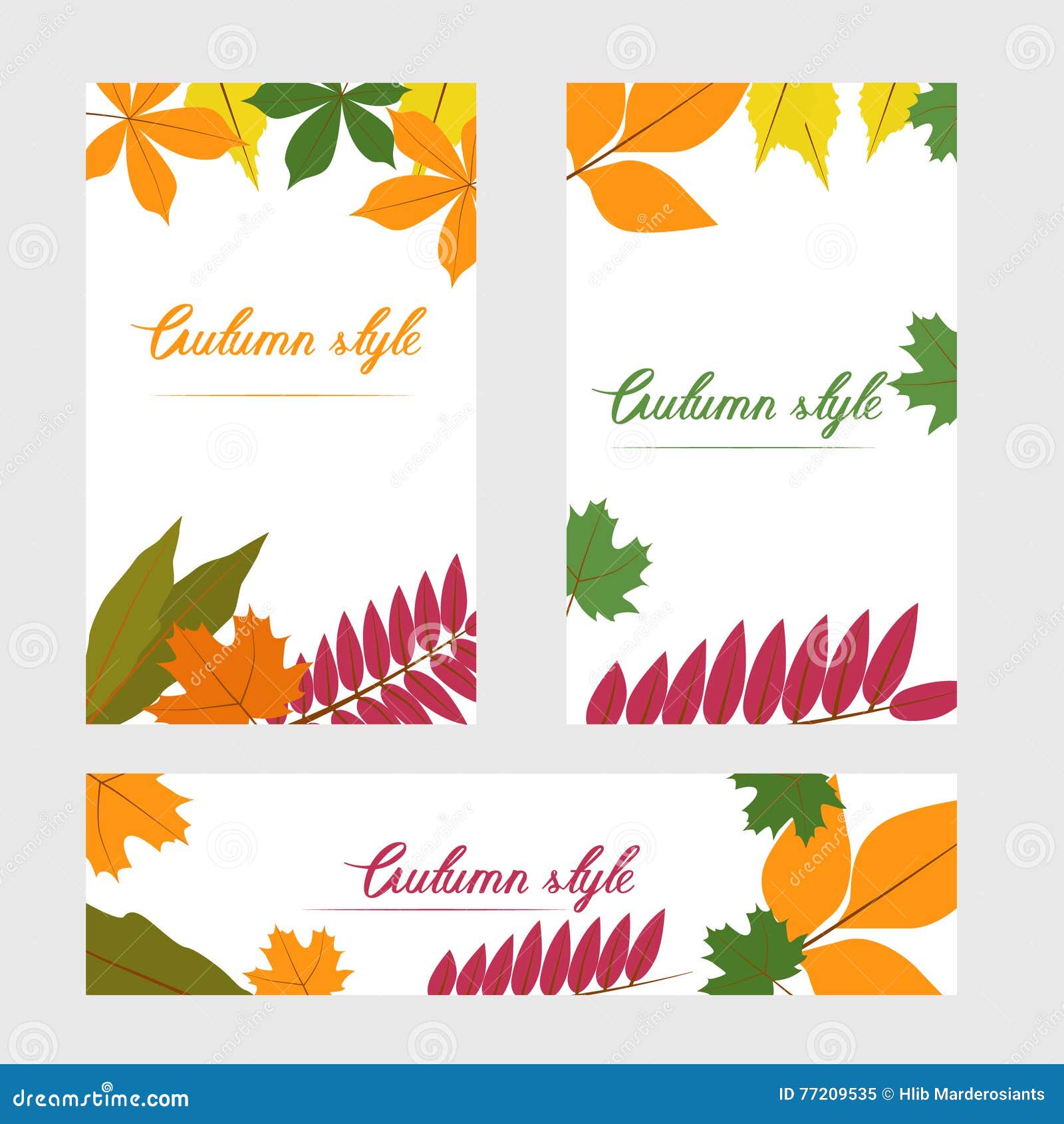 Autumn Banner. Poster with Leaves . Vector Stock Illustration