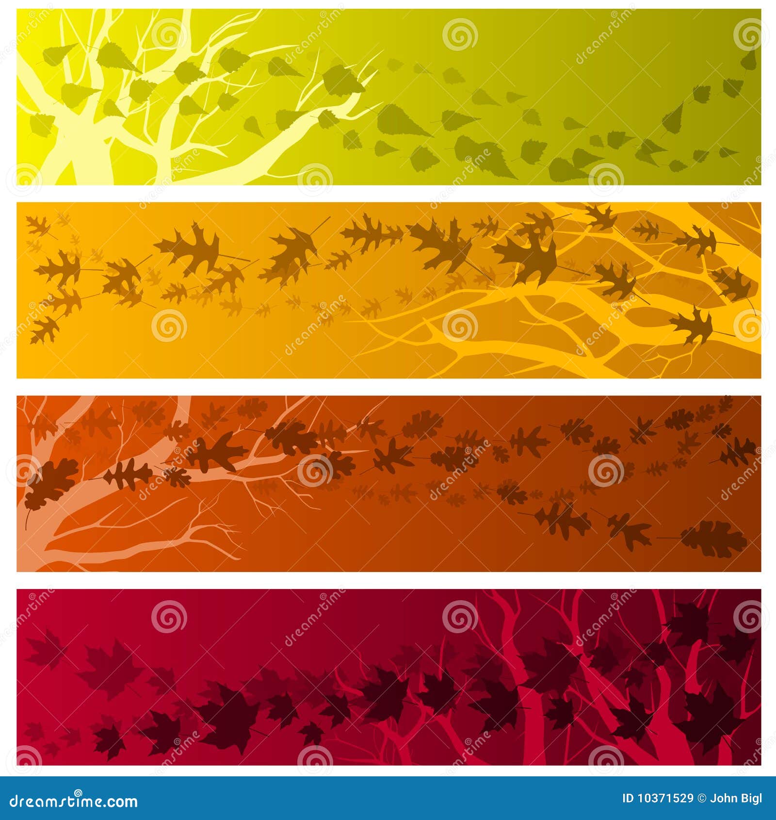 Autumn banners horizontal. Autumn banner backgrounds with vector leaves and branches - horizontal