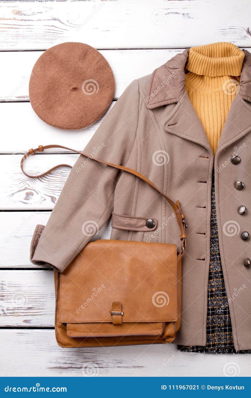 Autumn Clothes Set on Wood Background. Stock Image - Image of cropped ...