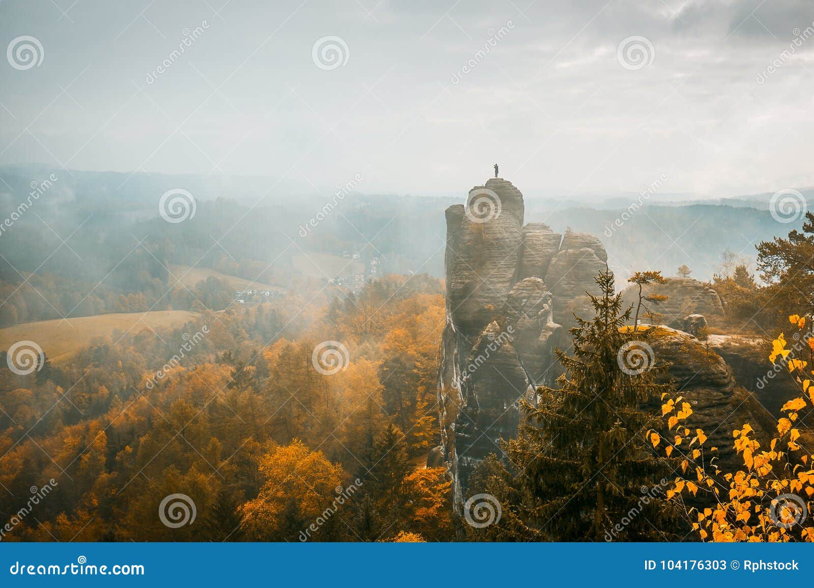 Autumn Colors In The Elbe Sandstone Mountains Stock Image Image Of