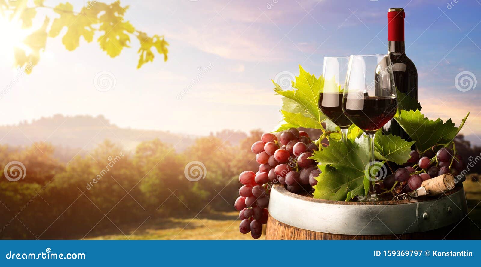 Autumn Countryside Wine Background; Vine, Red Wine Bottles, Wineglass, Wine  Barrel; Wine Tasting Concept Stock Image - Image of background, italian:  159369797