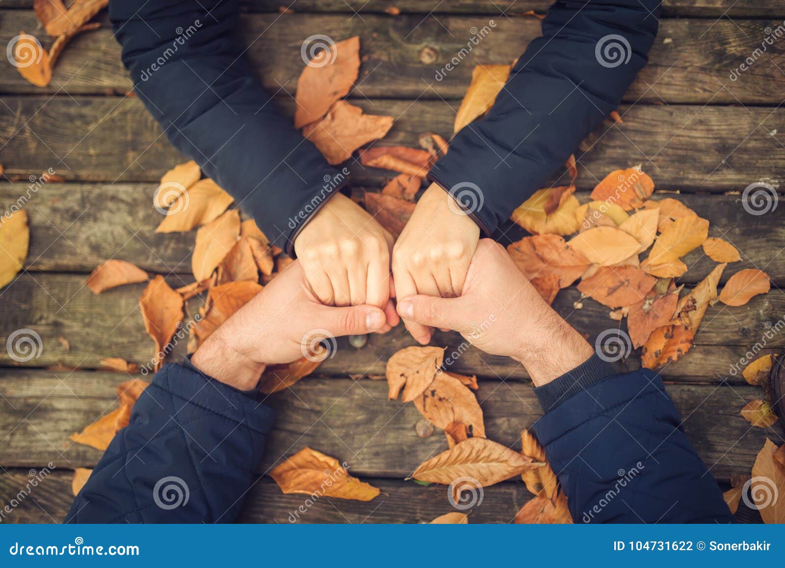 Autumn Couple Holding Hands Top View.Autumnal Relationship Love ...
