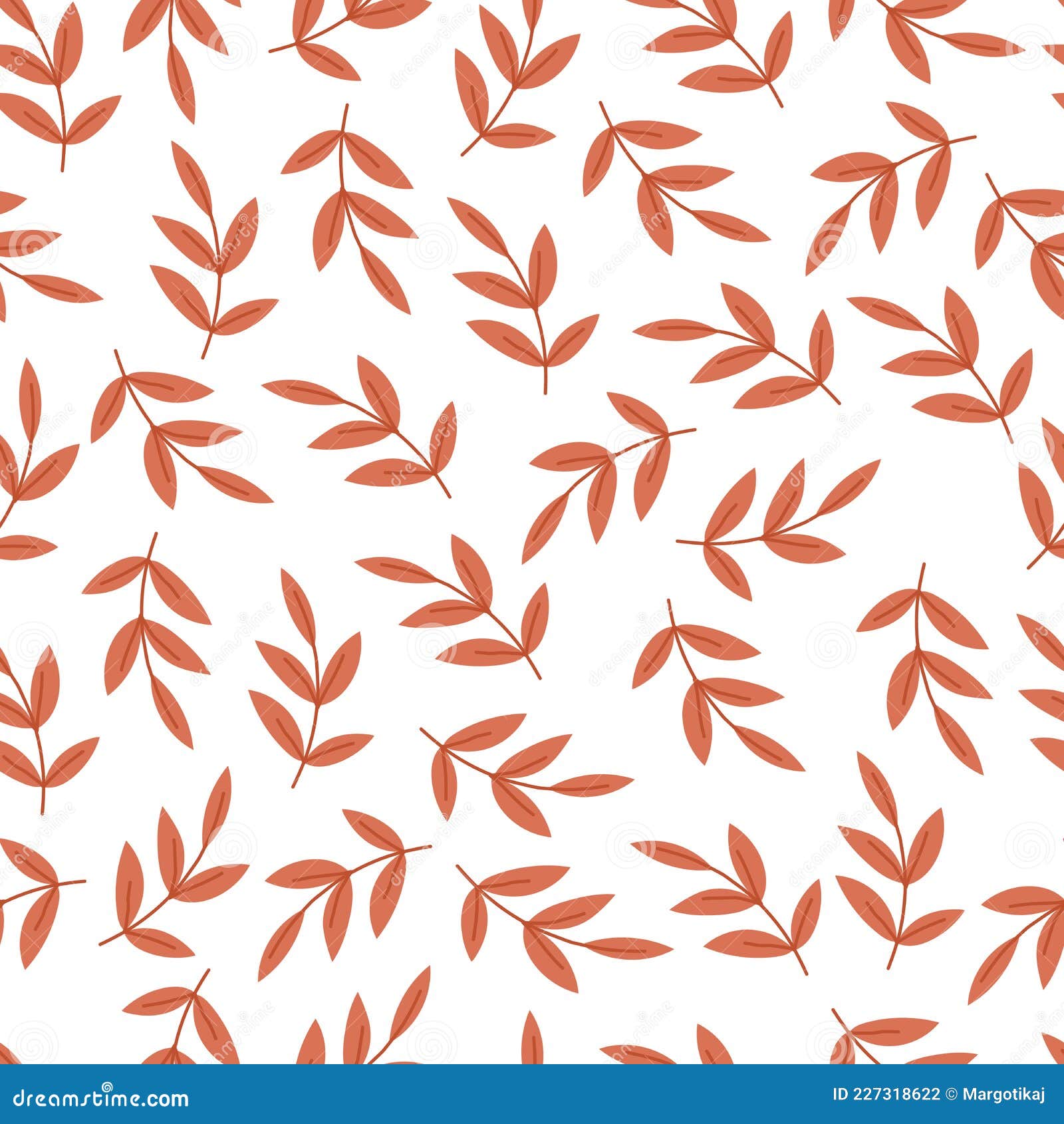 Autumn Cozy Seamless Pattern with Orange Gold Leaves. Cute