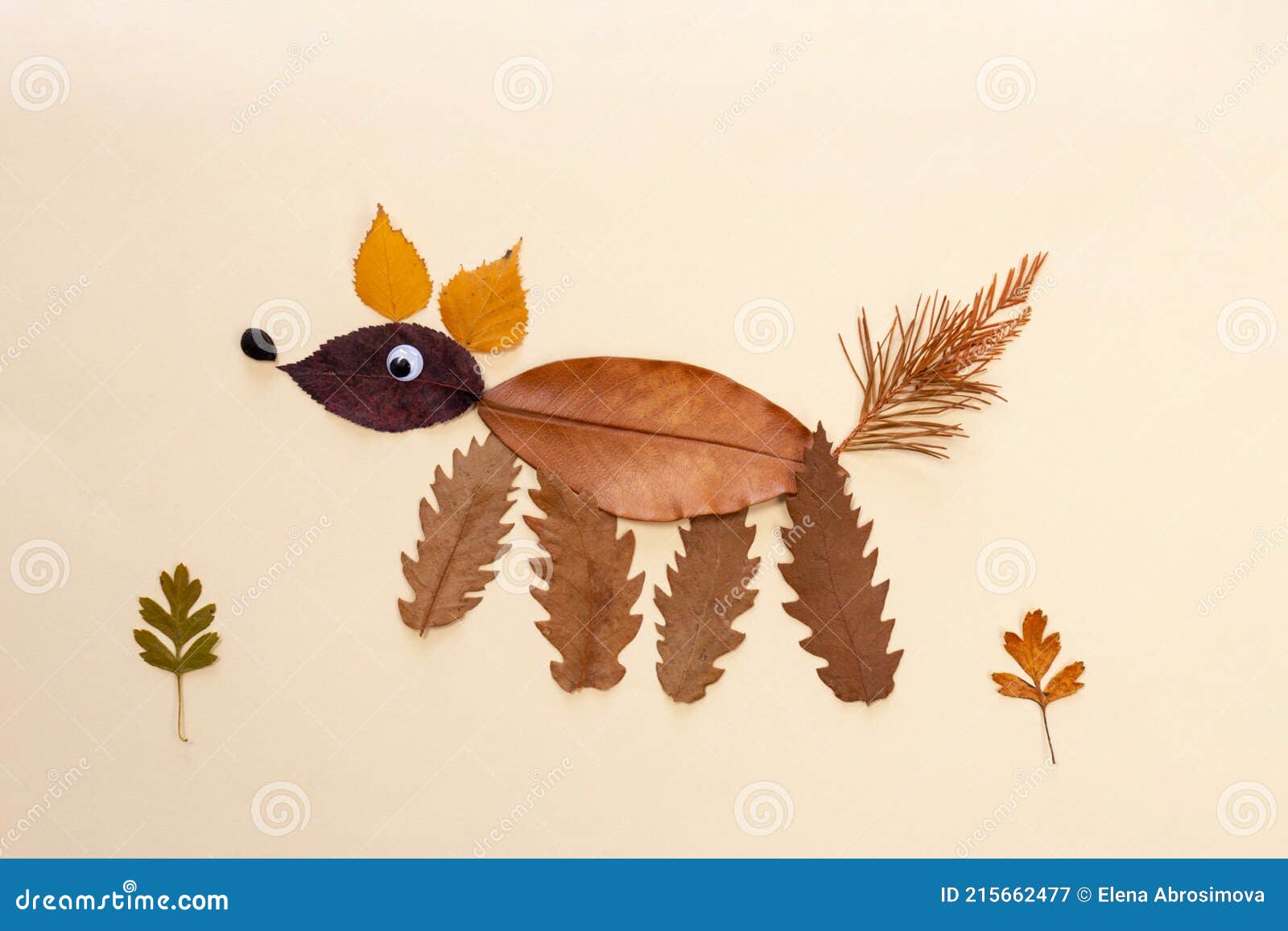 Funny Character Made of Dry Leaves, Craft Leaf Autumn, Nature Art, Stock  Image - Image of colorful, child: 215662477