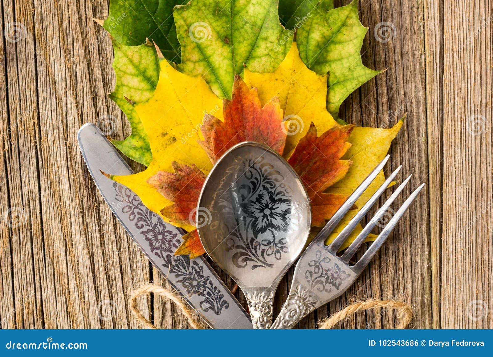 Autumn Dinner Place Setting for Thanksgiving Holiday with Colorful ...