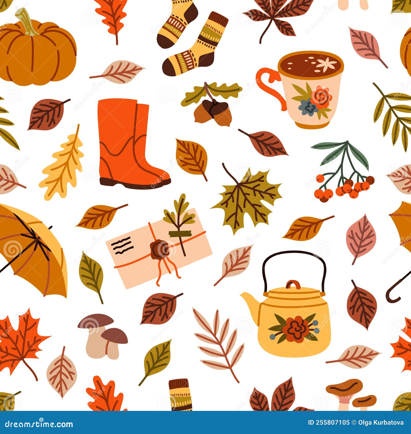 Cozy Fall Foliage Seamless Pattern - Graphics