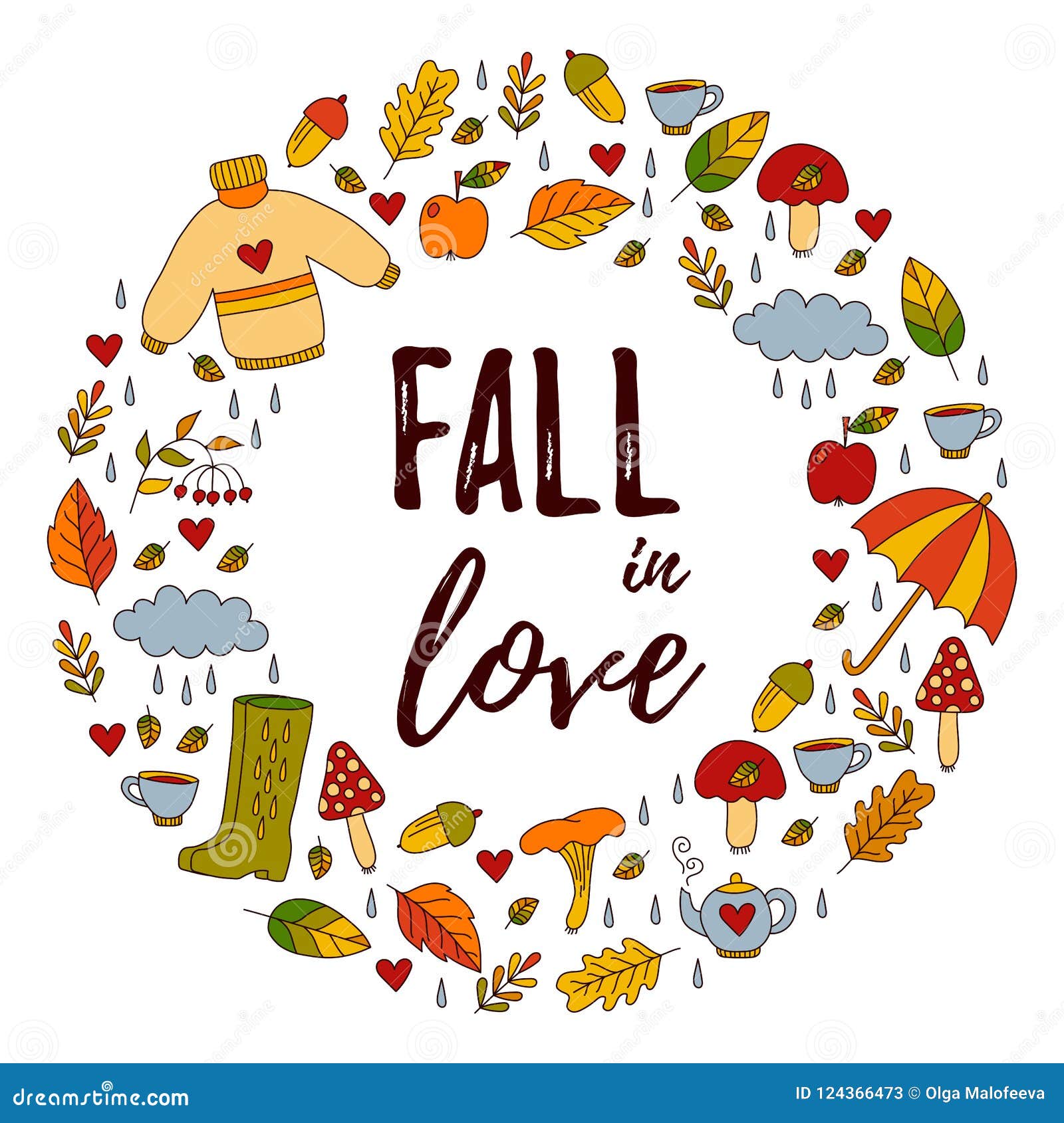 Download Autumn Doodle Icons Round Frame Stock Vector ...